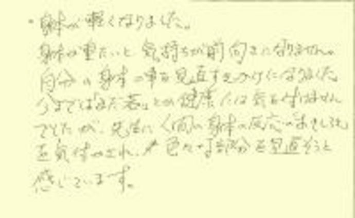 『自分の身体の事を見直すきっかけになりました』